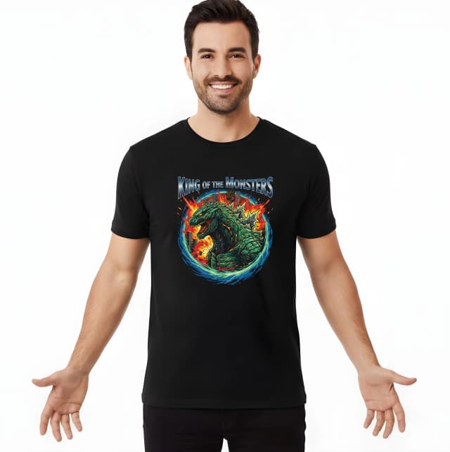 Pánské tričko Zelený Král Monstrů Godzilla King Of The Monsters V Plamenech Města