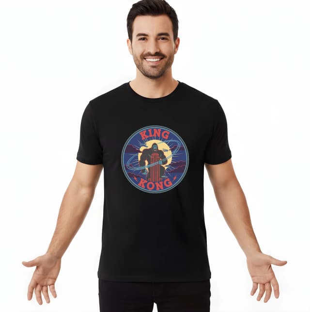 Pánské tričko Legendární King Kong Na Mrakodrapu V Retro Nočním Odznaku