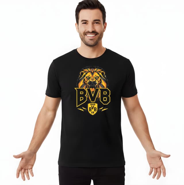 Pánské tričko Bvb Královský Lev Fanouškovský Emblém Síly A Hrdosti Borussia Dortmund