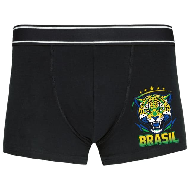 Boxerky Divoký Jaguár Brasil Zlatý A Zelený Fotbalový Emblém Síly