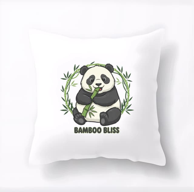 Polštář Roztomilá Panda Jí Bambus V Kruhu Zeleného Klidu A Štěstí