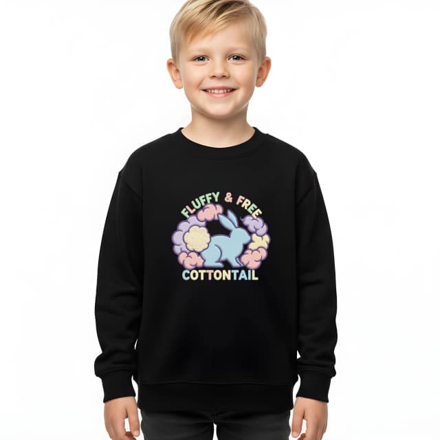 Dětská mikina Jarní Heboučký Pastelový Králík S Věncem Obláčků  Fluffy  Free Cottontail