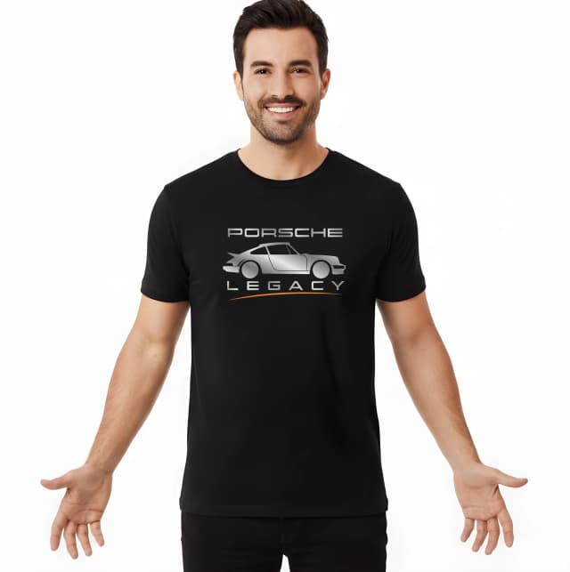 Pánské tričko Porsche Legacy Minimalistická Stříbrná Silueta Ikonické Sportovní Legendy