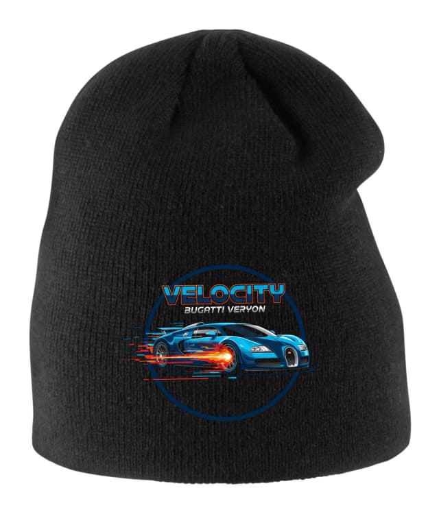 Dětská zimní čepice Velocity Blesková Jízda Bugatti Veyron Hypercar Síla Rychlost A Styl