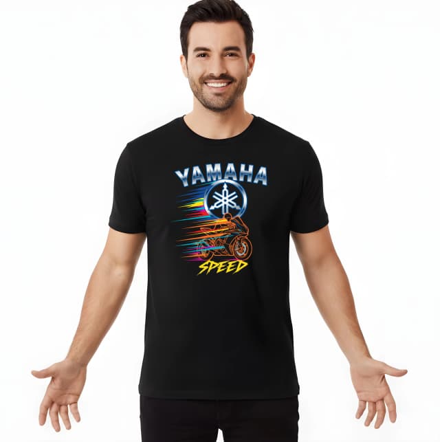 Pánské tričko Yamaha Bleskový Řev Sportovní Siluety Neonová Motorka Adrenalin A Speed