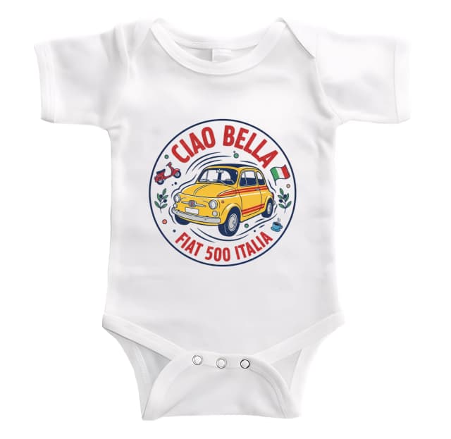 Dětské body Ciao Bella Retro Fiat 500 Z Itálie Káva Vespa A Slunce