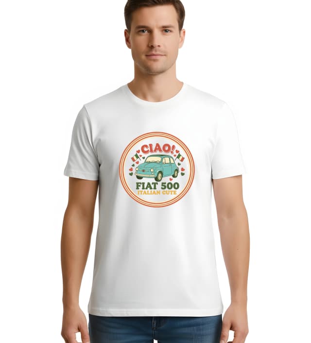 Pánské tričko Italské Srdce Roztomilý Fiat 500 V Retro Stylu