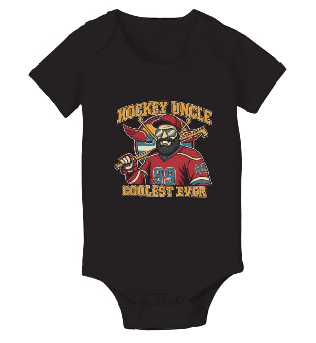 Dětské body Nejchladnější Hockey Uncle Strýc V Dresu Číslo 99 S Brýlemi A Hokejkou