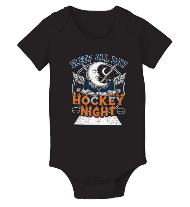 Dětské body Spím Celý Den Hockey Night Měsíční Brusle S Křídly V Plamenech